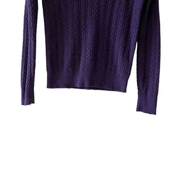 Eddie Bauer Cotton V-Neck Knit Waffle Purple Cozy Soft Womens Sweater SZ M - Picture 4 of 10